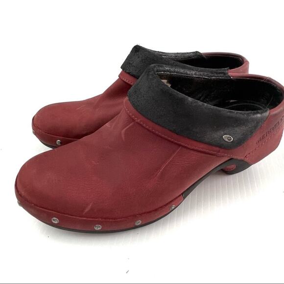 Merrell Luxe wrap red leather mule black interior and sole - Picture 1 of 10